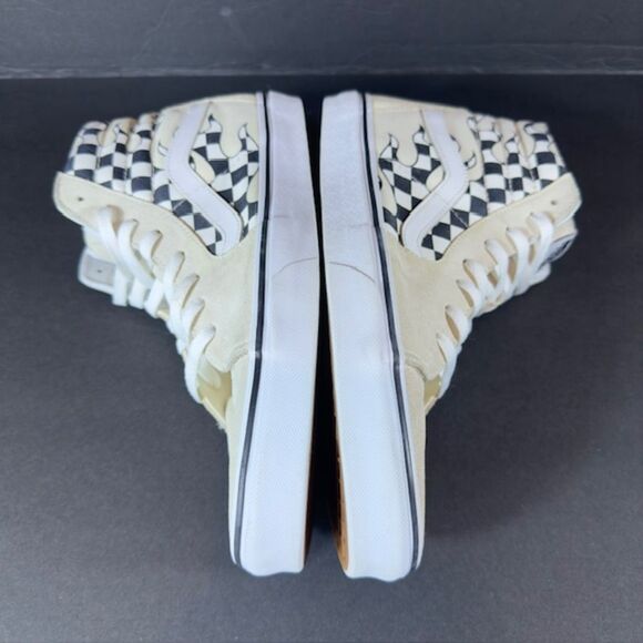 Men's Vans Sk8-Hi Checkerboard Flame White Skater High-Top Size 12 - Picture 5 of 8
